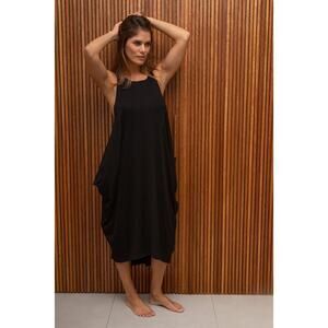 Mascielo Liana ORIGAMI X-BACK DRESS Black Lagenlook Comfort Lounge